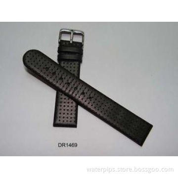 Customized Straight Plain Black Leather Wrist Watch Straps